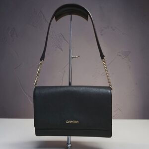 Calvin Klein Black Saffiano Leather Demi Shoulder Bag
